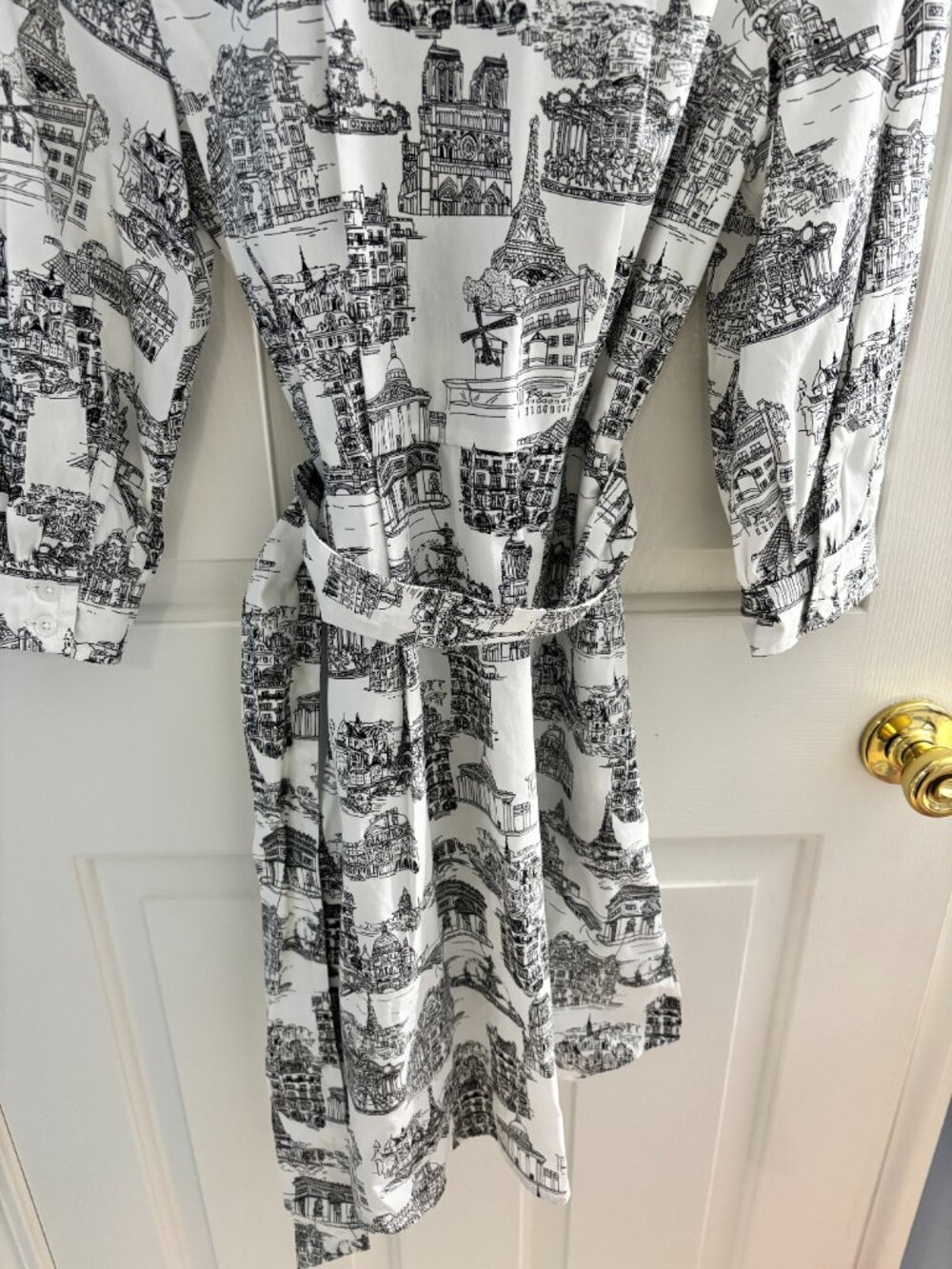 NWOT Karl Lagerfeld Landmark Print Cotton Shirtdress Size 2 - Picture 6 of 7